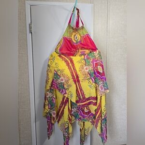 Colorful Halter Dress with Floral Patterns